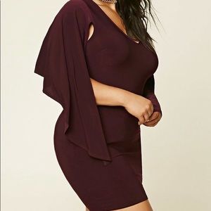 Plus Size Cape Mini Dress‎ Eggplant Purple